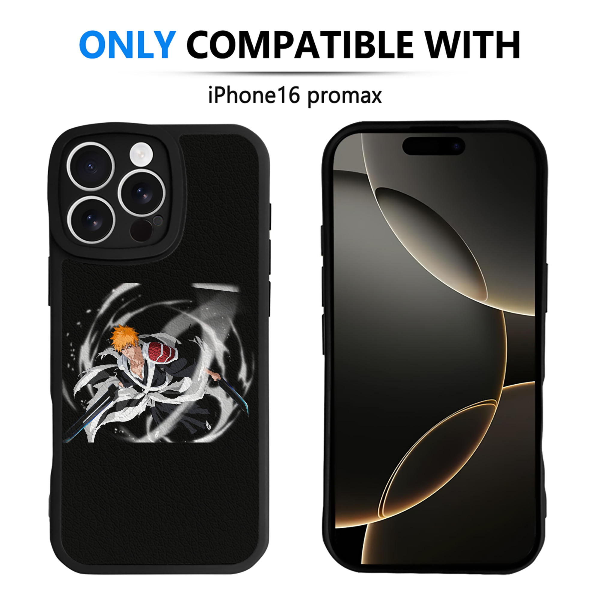 ブリーチ 黒崎一護（くろさき いちご）BLEACH Kurosaki Ichigo 【iPhone 16シリーズ対応】シリコンスマホケース（レザー調） 材質：シリコン